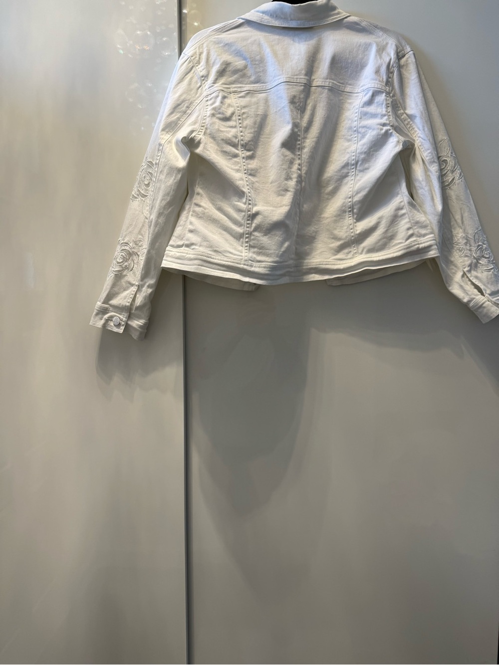 White Embroidered Cotton Jacket - Women - Picture 9 of 11